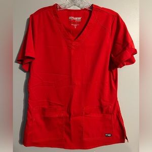 Grey’s Anatomy Spandex Stretch Scrub Top. Medium. Red. Fair Condition!